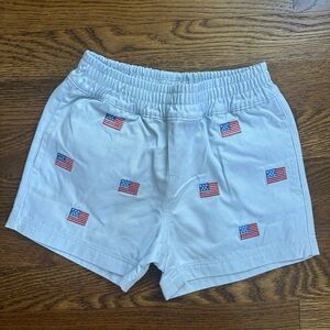 White Shorts with American Flag Embroidery